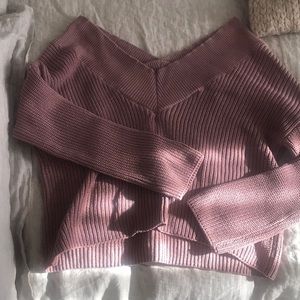 Off-the-shoulder cropped sweater